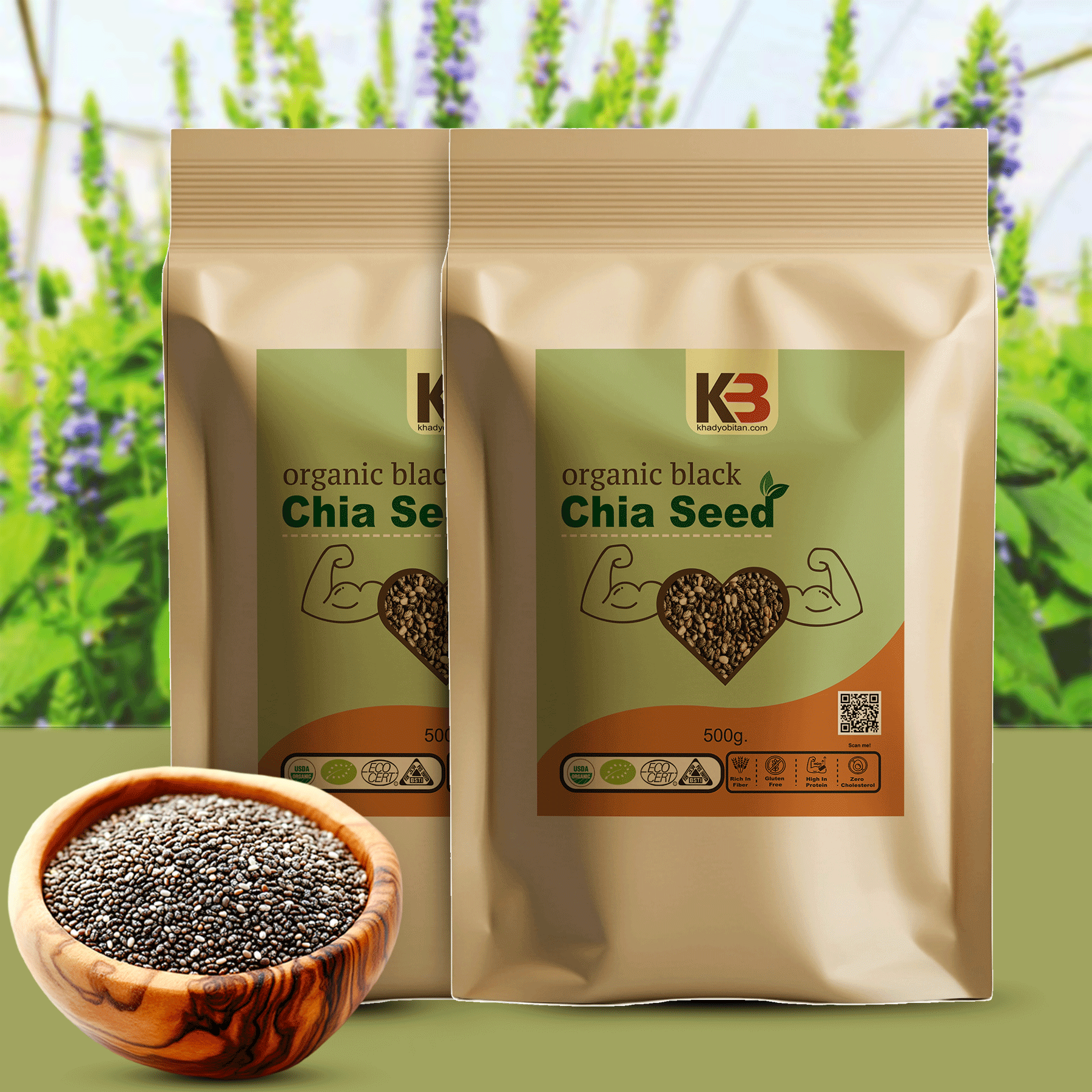 Organic black chia seeds   1kg